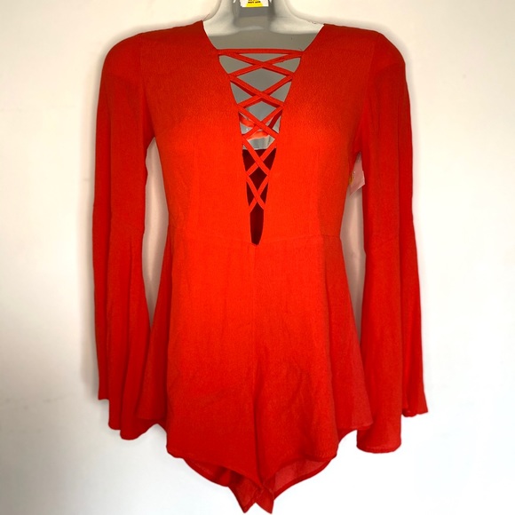 Forever 21 orange romper❤️ - Picture 1 of 4